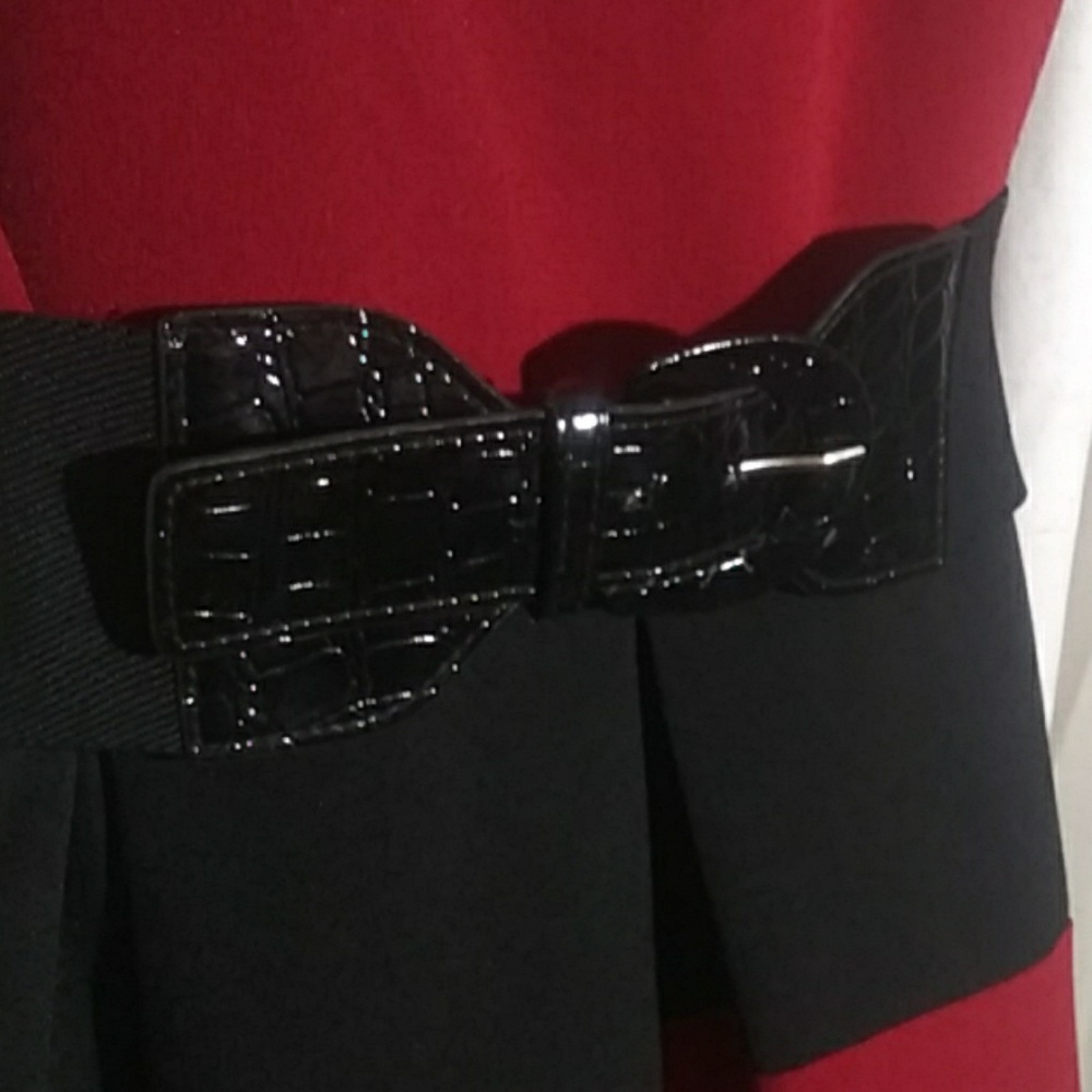 Red and Black Stripe Cocktail Dress - Picture 4 of 8